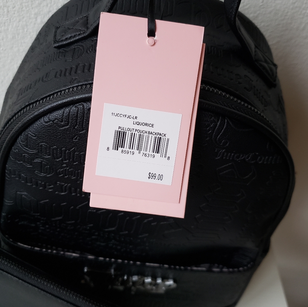 ❌SOLD❌Juicy Couture Backpack 2pc with Pouch Embossed Black Y2k Grunge - Picture 4 of 14